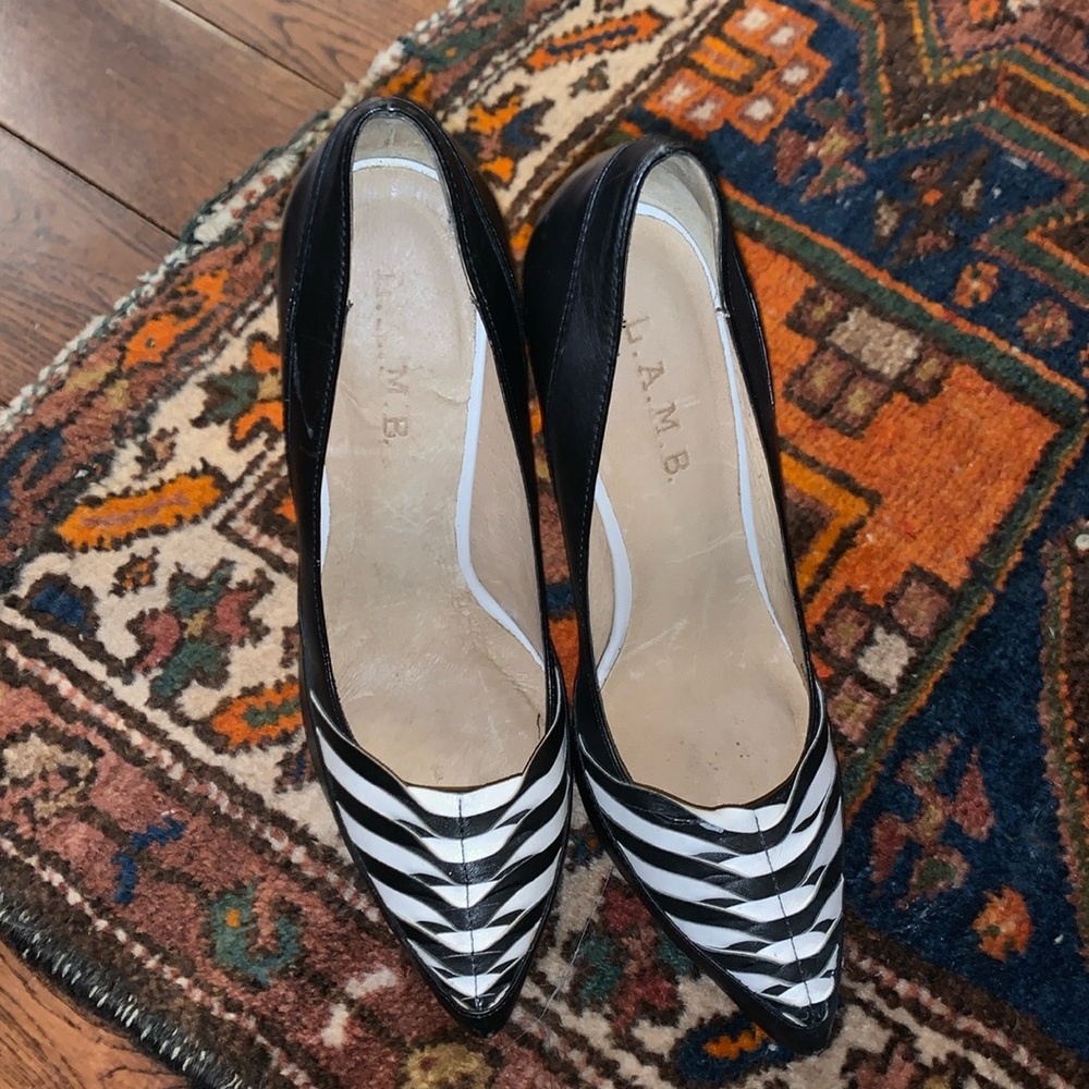 L.A.M.B Black and white pointed heels